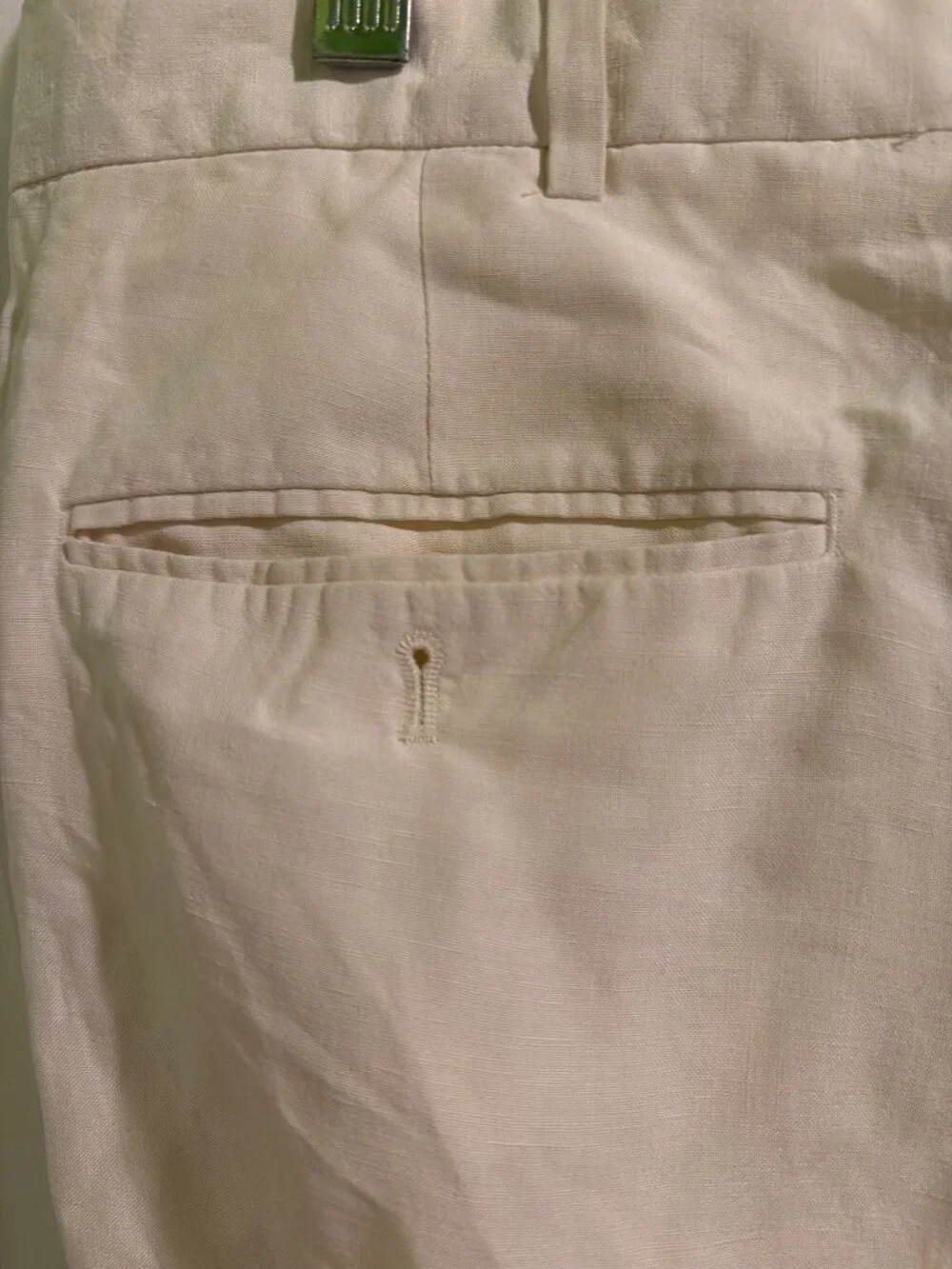 Cream Linen Blend Pleated Trousers With Pockets Size 38/32